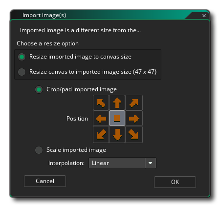 Image Editor Import Window