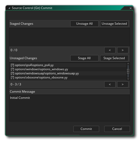 Source Control Commit Window