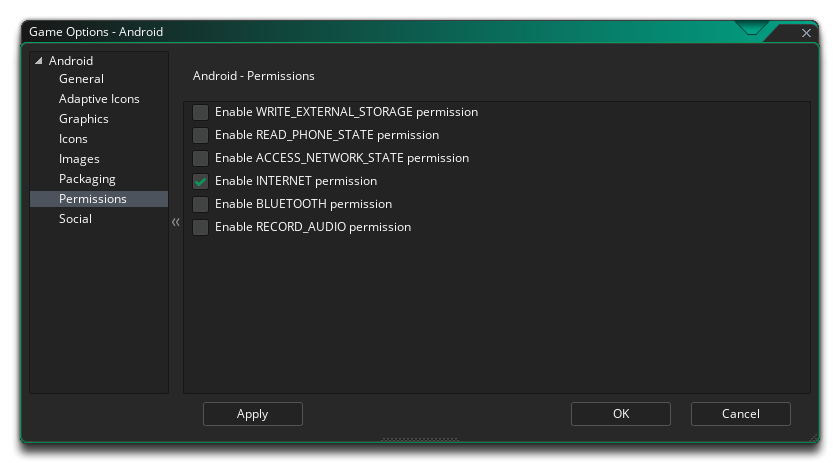 Android Permissions Options